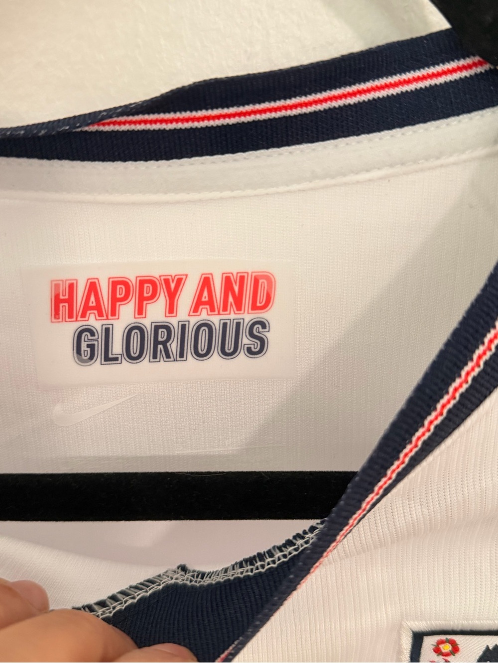 World Cup 2026 official England White Soccer Jersey with Red & Navy Accents - Picture 3 of 5